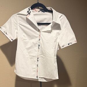 Burberry White Shirt with Plaid Collar